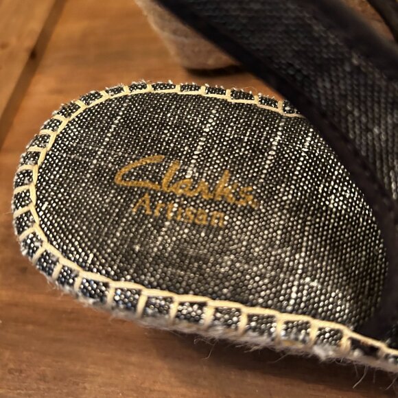 Clarks Artisan Womens Blue Leather Slingback Wedge Sandals Size 9.5M - Picture 5 of 7